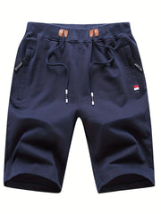 Men's Casual Solid Mid Stretch Elastic Waist Drawstring Shorts