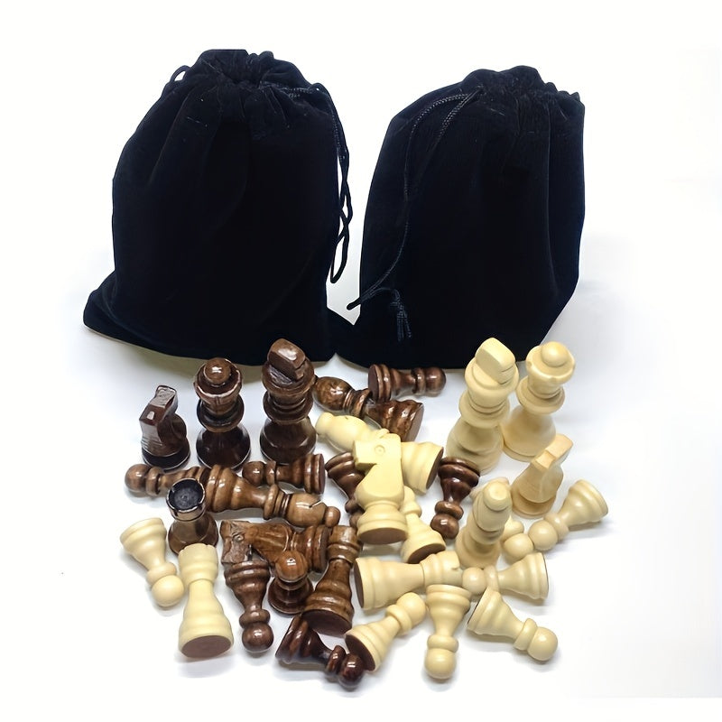 Portable Wooden Chess International Chess Checkers Puzzle Chess Game
