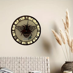 LED Lights Wooden Home Decoration Wall Clock