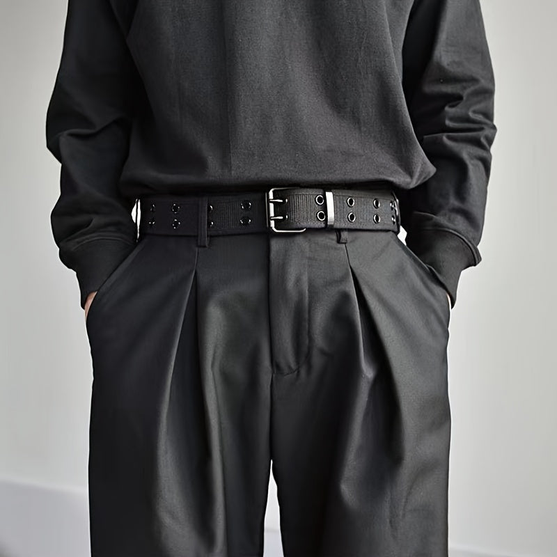 Canvas Belt Hole Square Buckle Punch Pants Belt Punk Eyelet Belt