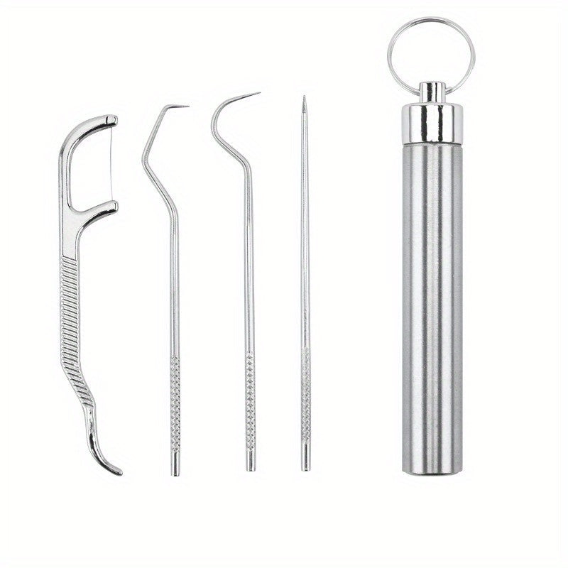 304 Stainless Steel Toothpick Set Portable Storage Oral Tooth Cleaning Tool