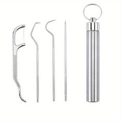 304 Stainless Steel Toothpick Set Portable Storage Oral Tooth Cleaning Tool