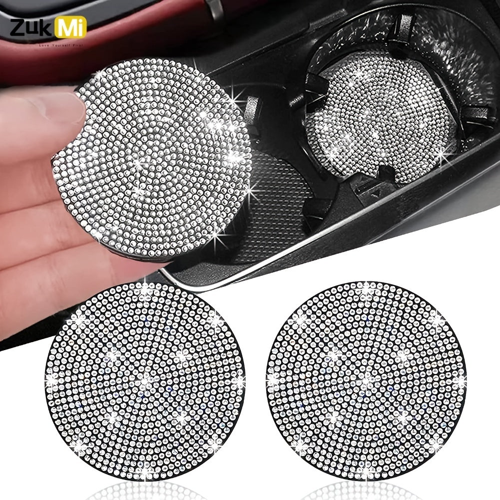 ZukMi 2pcs Bling Car Cup Holder Coaster Anti Slip Universal Vehicle Coasters