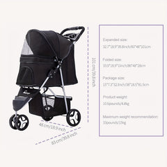 Pet Stroller Dog Cat Cage Jogger Stroller For Small Dogs Cats Travel