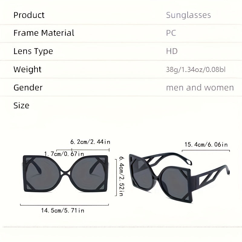 Y2K Oversized Hollow Sunglasses Gradient UV400