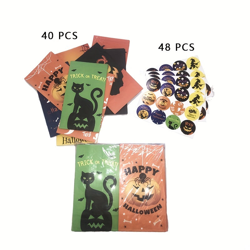 40 Pcs Halloween Paper Bags & Stickers for Candy Storage
