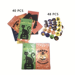 40 Pcs Halloween Paper Bags & Stickers for Candy Storage
