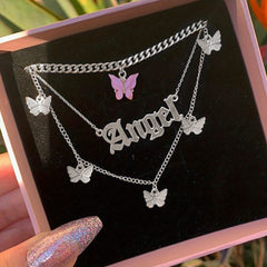 Letter & Butterfly Charm Necklace
