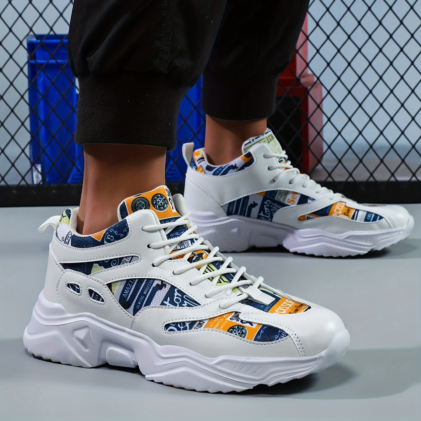 Men's Cartoon Graffiti Athletic Shoes for Running Gym Sneakers
