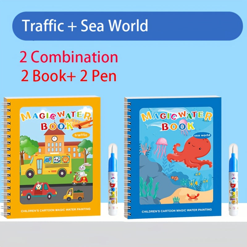 Magic Water Book Reusable Watercolor Activity Book with Waterproof Pages