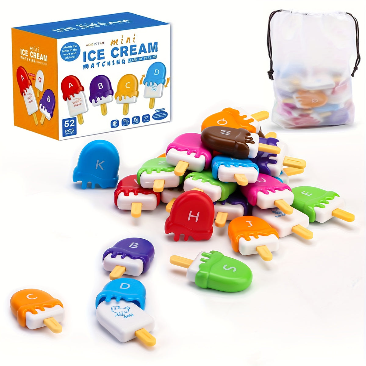 YIQOGAME Alphabet Ice Cream Learning Toy Set for Kids