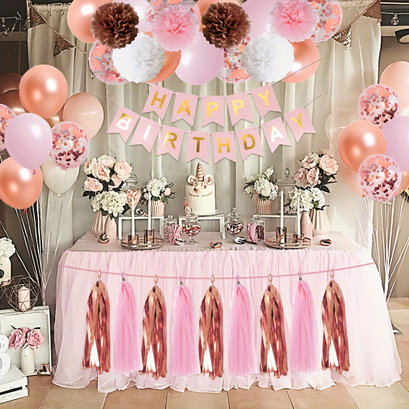 Rose Golden Party Decorations Birthday Party Decor Kit
