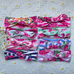 Flower Pattern Bowknot Headband Elastic Hair Accessory For Baby Girls