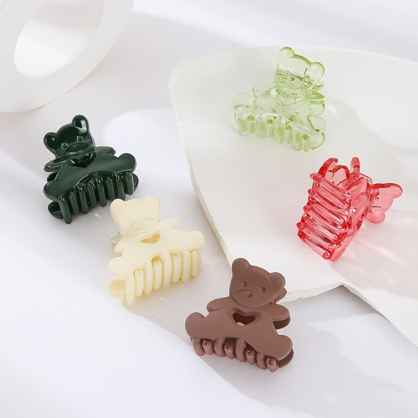 5pcs Mini Resin Bear Hair Claw Clips for Women Girls