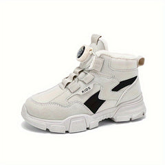 Warm Plus Fleece Boots with Rotating Button for Boys
