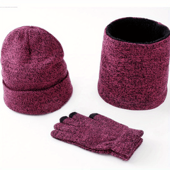 Unisex Beanie Hat Scarf Touchscreen Gloves Set