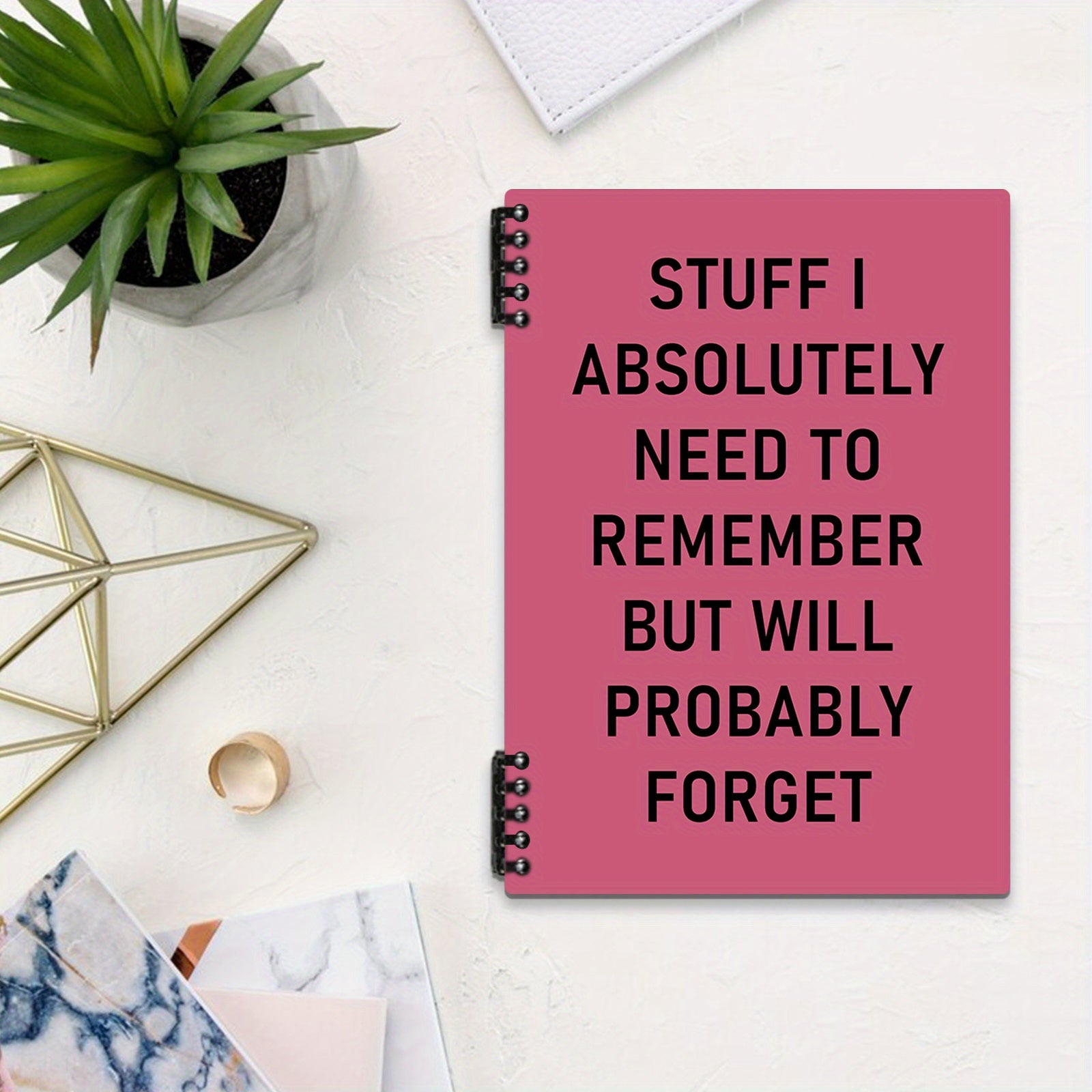 Funny Spiral Notebook 14x20 Pink Lettering, Removable Lined Pages