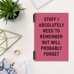 Funny Spiral Notebook 14x20 Pink Lettering, Removable Lined Pages