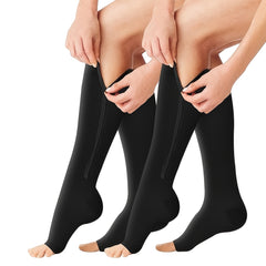 2 Pairs Zip Copper Compression Socks For Women & Men 15-20 Mmhg Circulation
