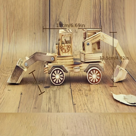 Wooden Small Digging Machine Model Ornament Toy