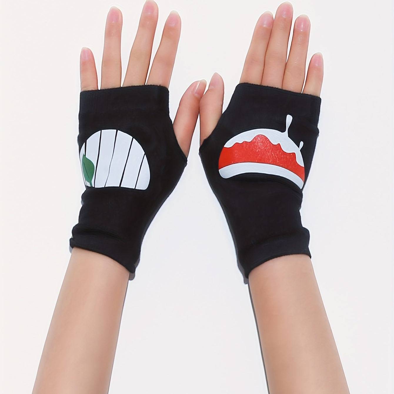 Funny Lip Print Y2K Gloves Fingerless Hip Hop Knitted Gloves