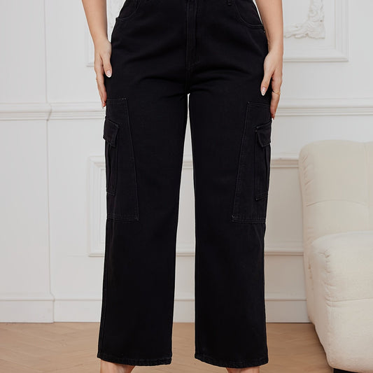  Wide Leg Cargo Jeans With Flap Pockets