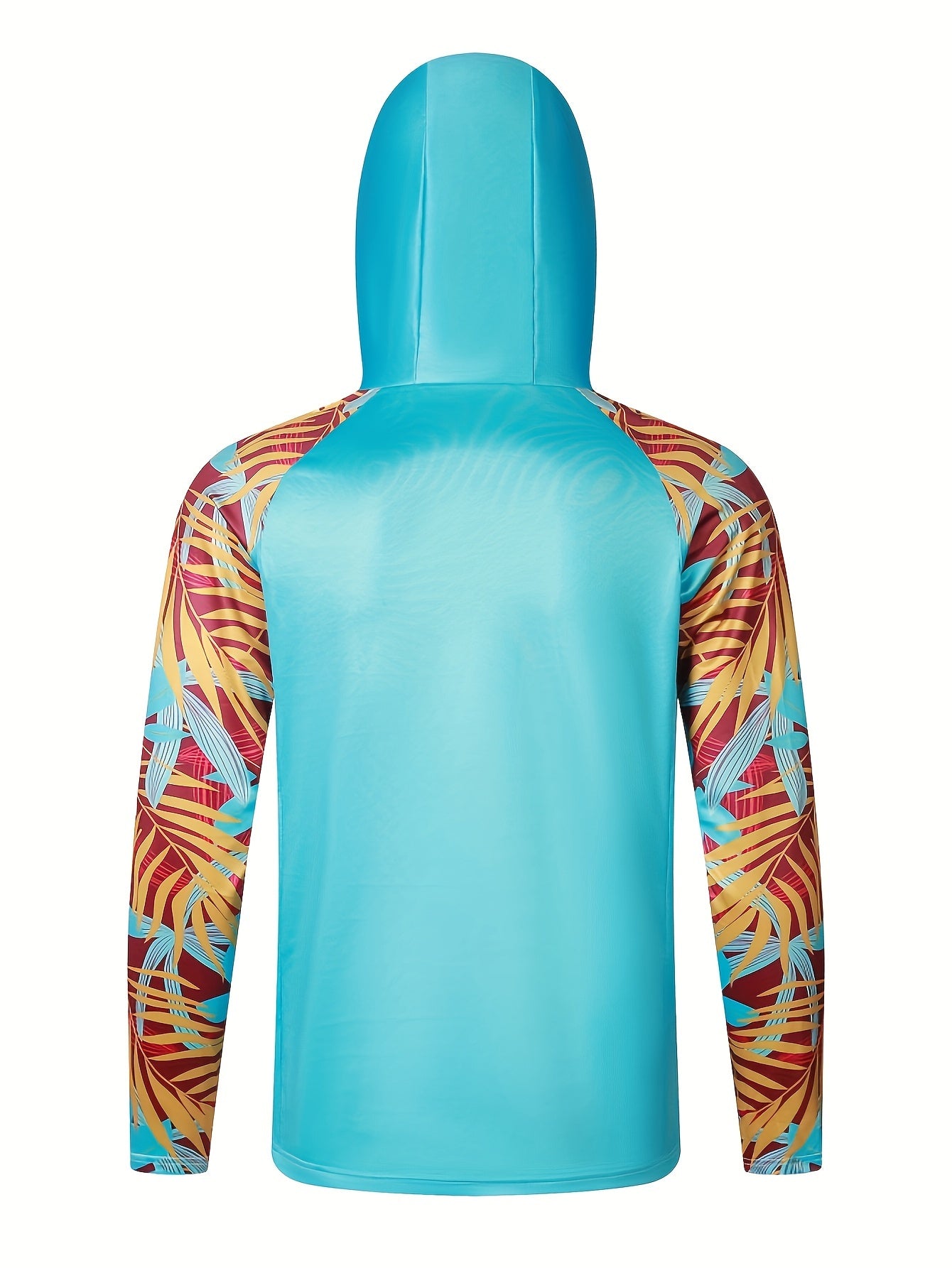 Men's UPF 50 Sun Protection Hoodie Leaf Pattern Quick Dry Top