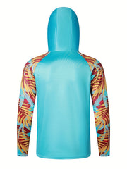 Men's UPF 50 Sun Protection Hoodie Leaf Pattern Quick Dry Top
