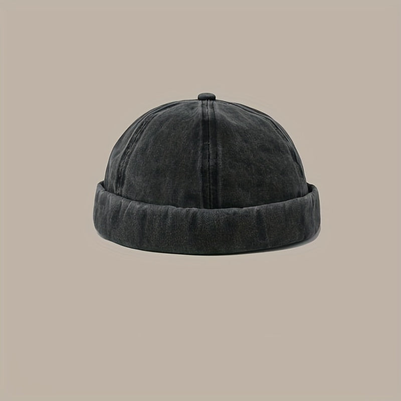 Retro Cotton Brimless Hat with Adjustable Cuff