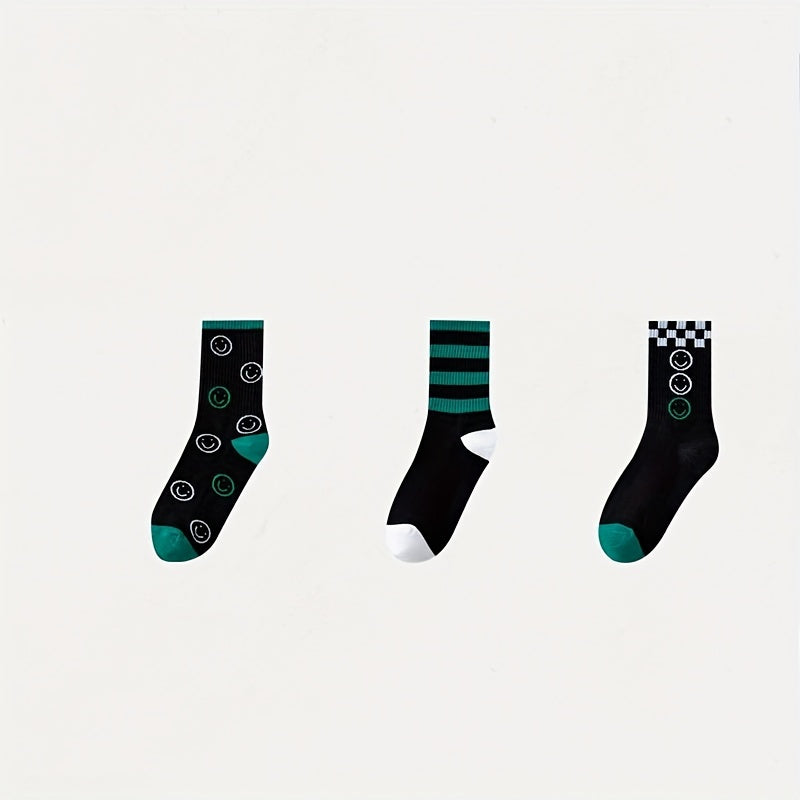 5 Pairs Plaid Print Crew Socks for Women