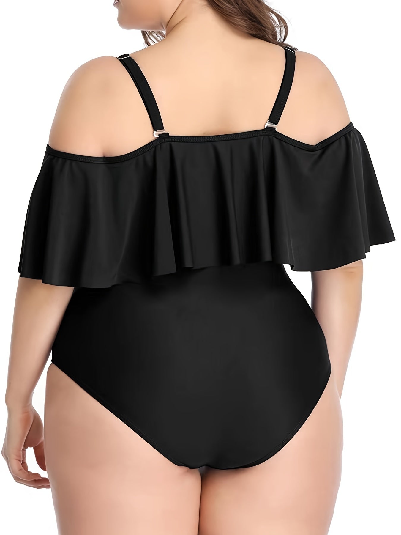  Off Shoulder Ruffle One Piece Swimsuit