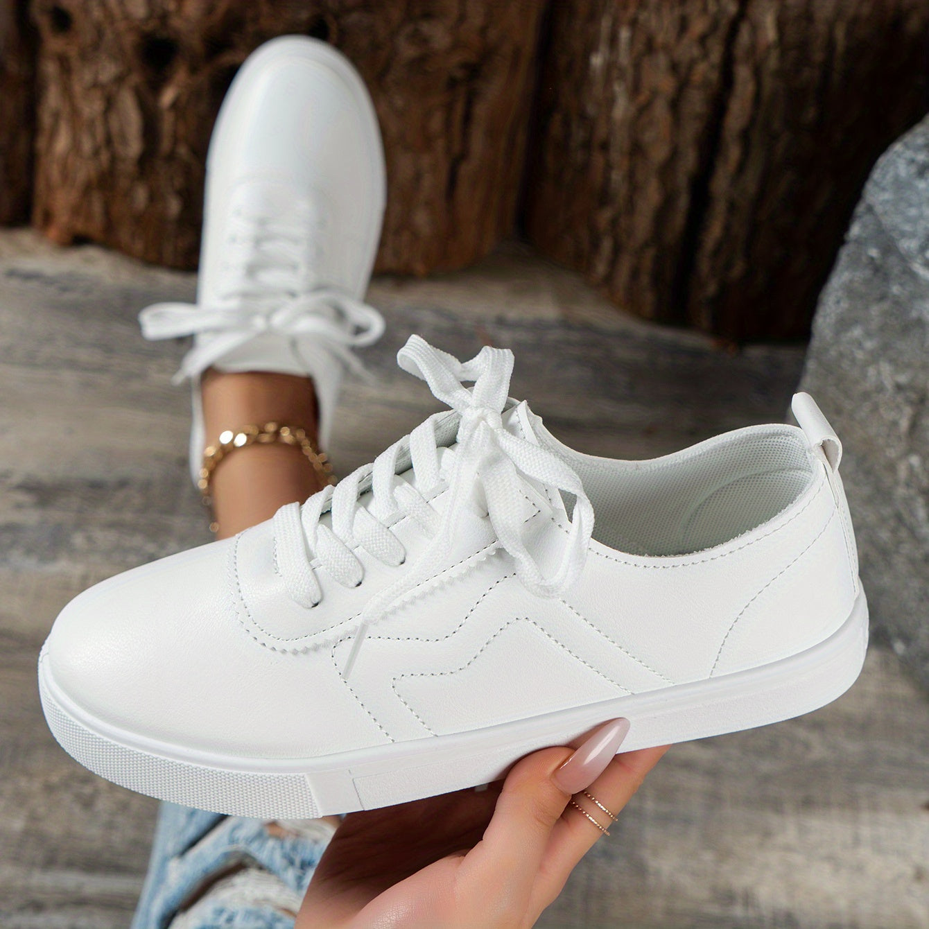 Women's Lace Up Comfortable Flat Shoes Solid Walking Shoes
