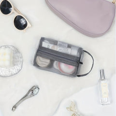 Mesh Clear Toiletry Bag Makeup Brushes Holder Travel Organizer