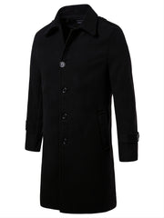 Men's Lapel Long Trench Coat Casual Windproof Jacket