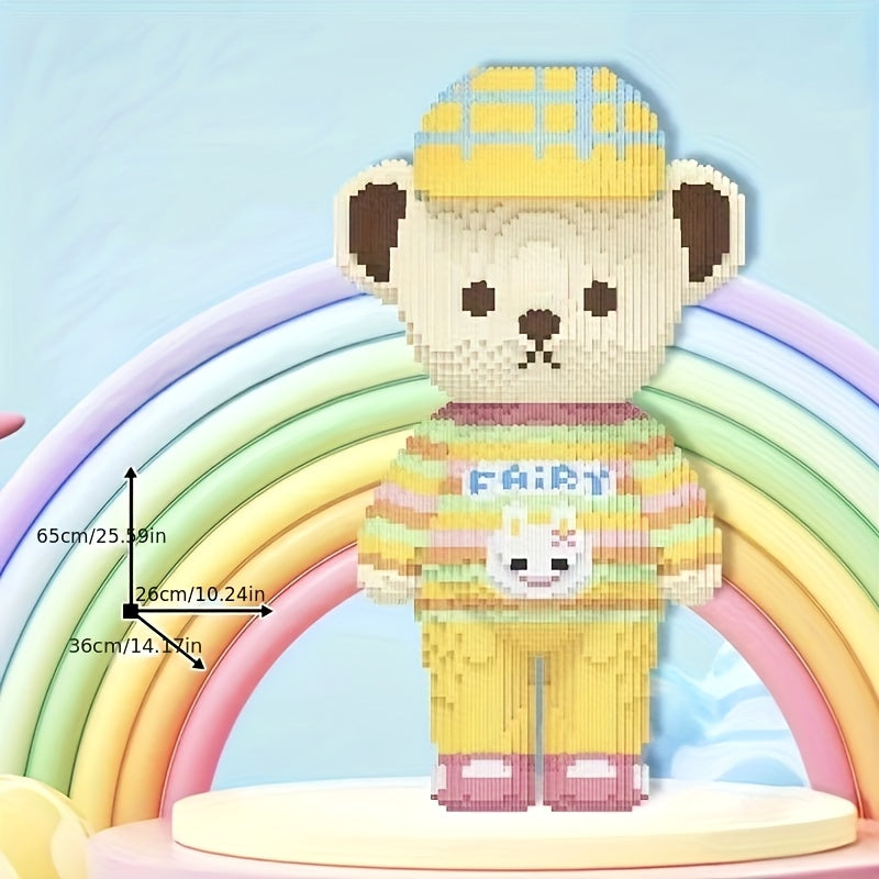 Yellow Hat Teddy Bear Large Building Blocks Educational Puzzle