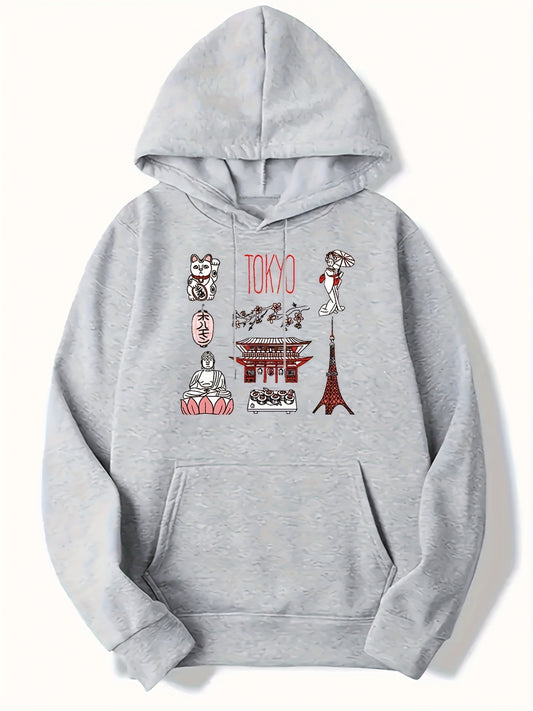 Maneki neko Bodhisattva Pavilion Tokyo Sushi Print Men's Hoodie
