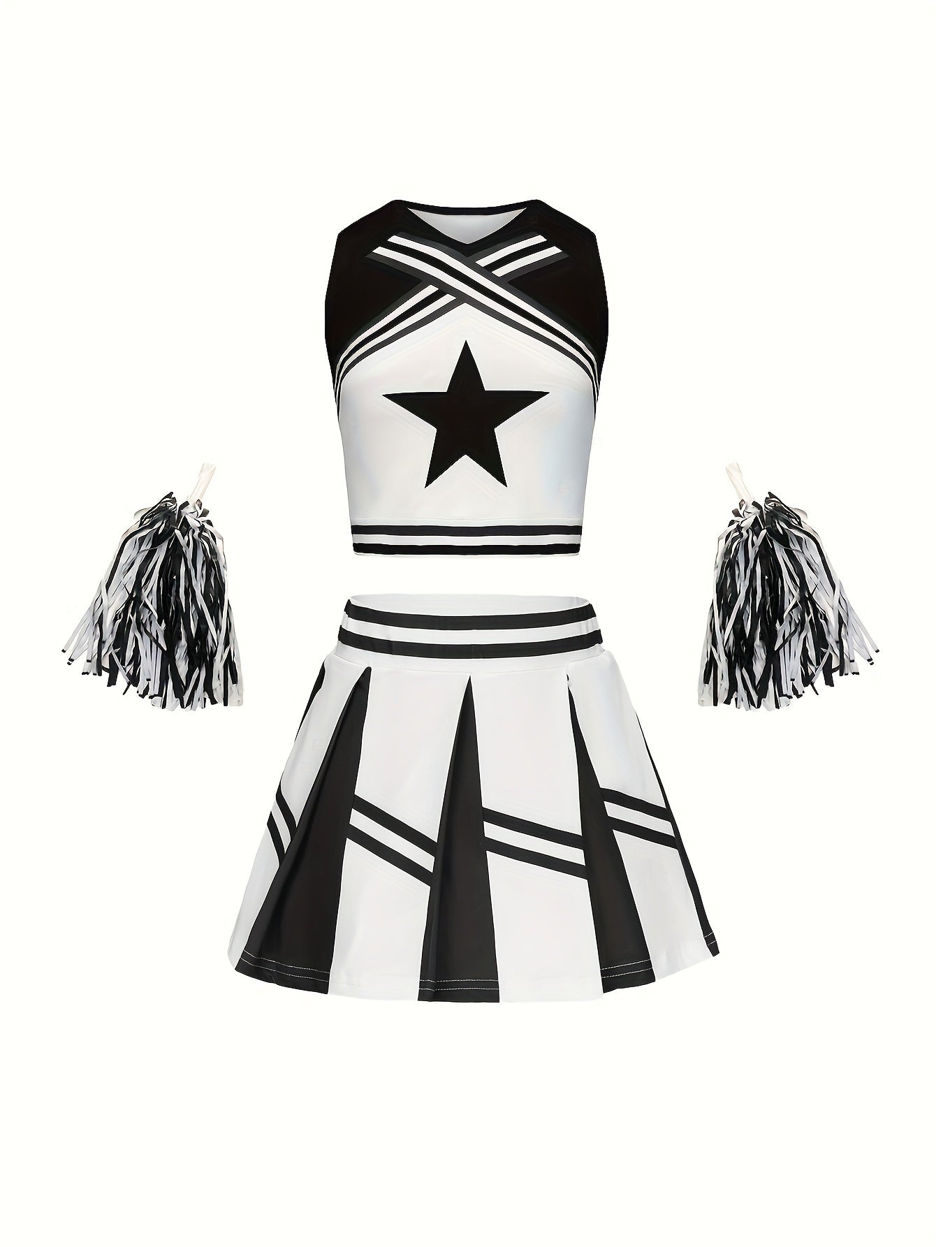 Girls Star Graphic Cheerleading Suit For Party Performance Sports Gift