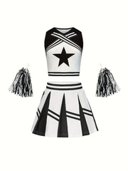 Girls Star Graphic Cheerleading Suit For Party Performance Sports Gift