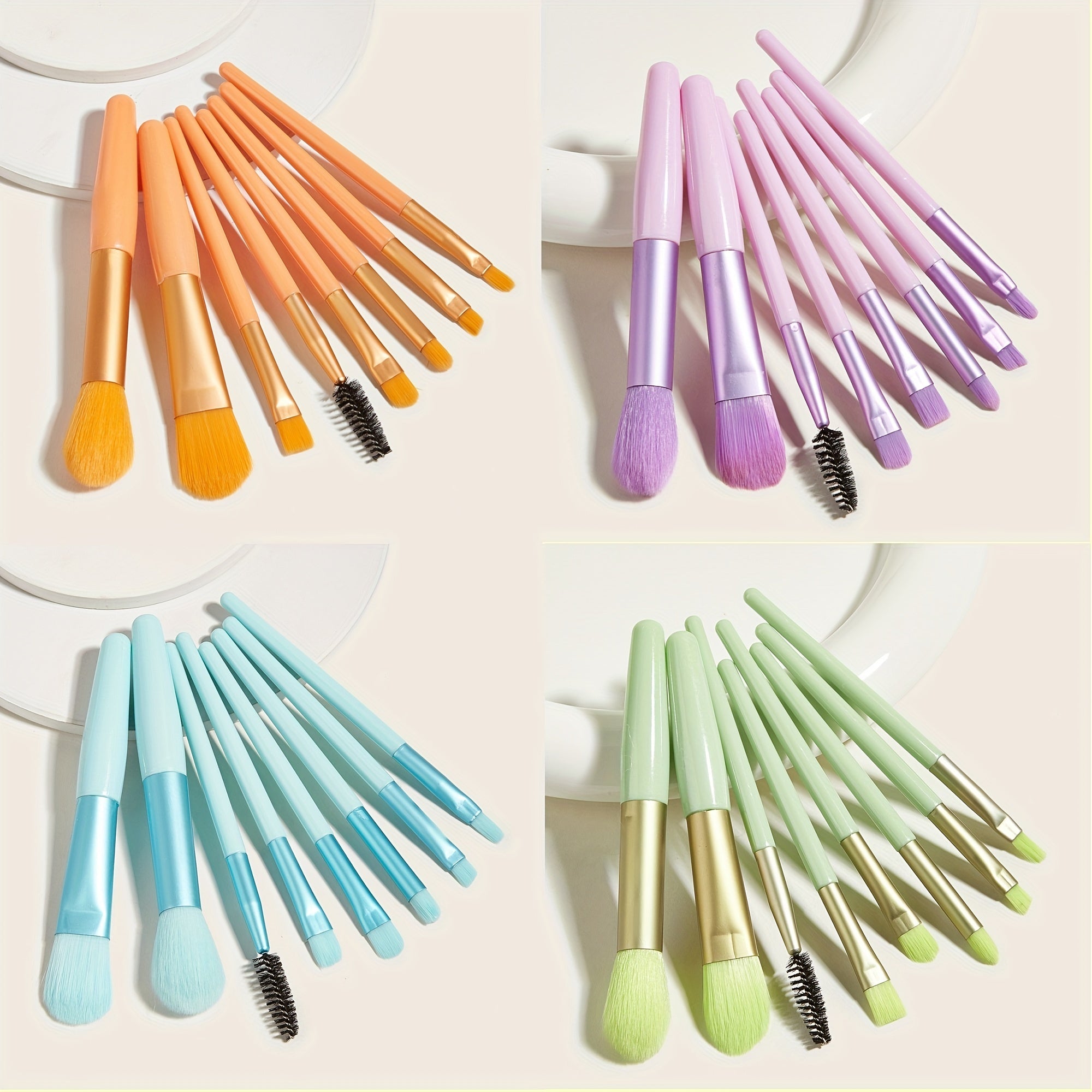 8pcs Candy Makeup Brush Set Portable Mini Travel