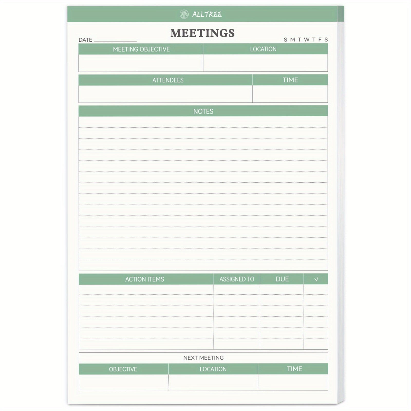 Meeting Notes Planner for Work - Action Items Organizer - 5.5x8.5inch