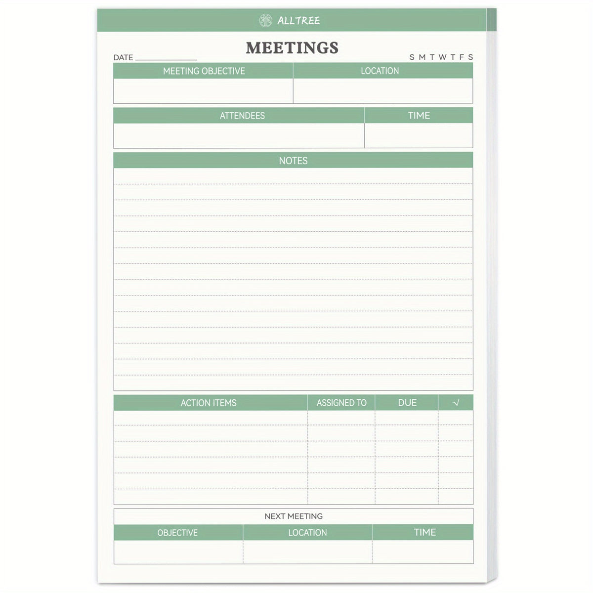Meeting Notes Planner for Work - Action Items Organizer - 5.5x8.5inch
