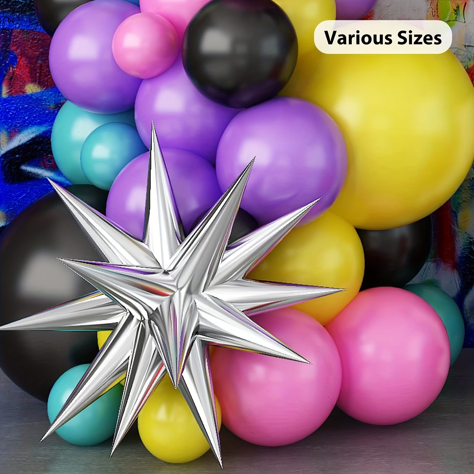 90S Music Party Balloon Wreath Set Silvery Star Birthday Scene Layout