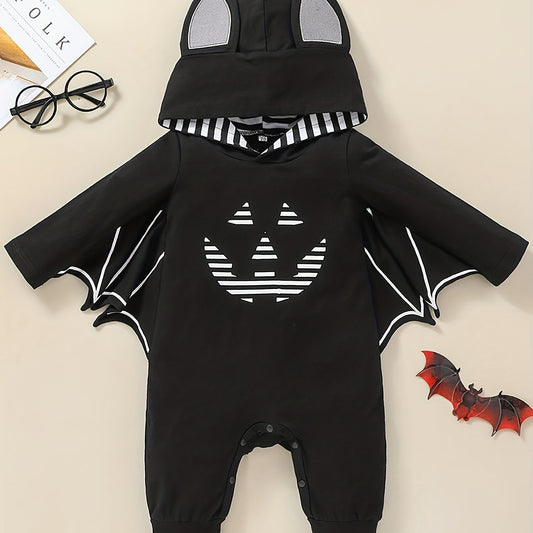 Baby Halloween Bat Print Hooded Romper Jumpsuit