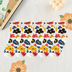 10 Pairs Floral Print Socks Women's Stockings