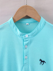 Horse Graphic Print Boys Top Short Sleeve Shirt Boys Clothes Summer