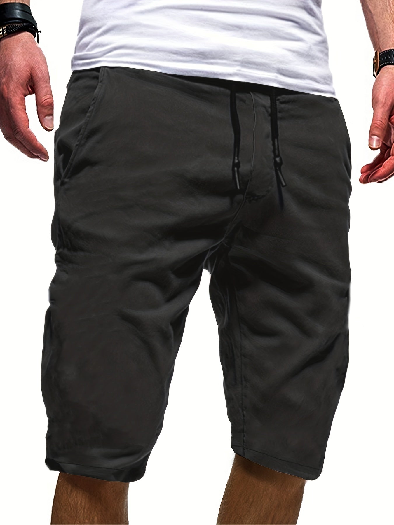 Men's Casual Solid Waist Drawstring Shorts For Summer