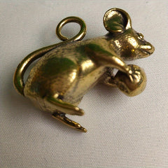 Brass Lucky Mouse Key Chain Gift Tea Pet Bag Ornament Pendant