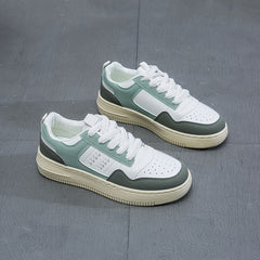 Women's Colorblock Skate Shoes Lace Up Platform Casual Flat Sneakers