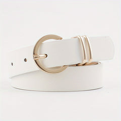 Pink Metal Buckle PU Leather Belt Women Casual Jeans Dress Accessories