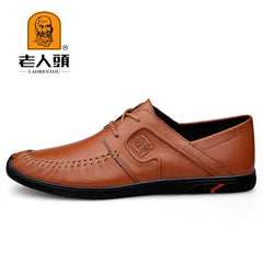 LAORENTOU Men's Leather Casual Shoes Comfortable Breathable Anti-skid